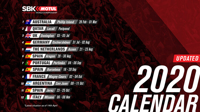 Calendario aggiornato 14 aprile SBK 2020 Calendario aggiornato sbk 2020 14 aprile
