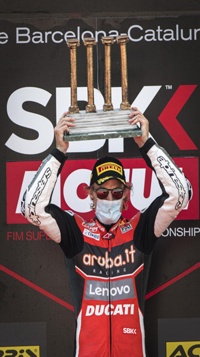 Davies podio Barcellona 2020 Chaz Davies SBK2020 Barcellona