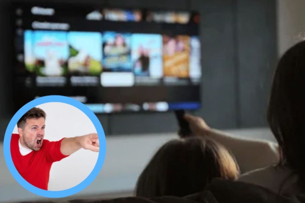 Televisione e uomo arrabbiato