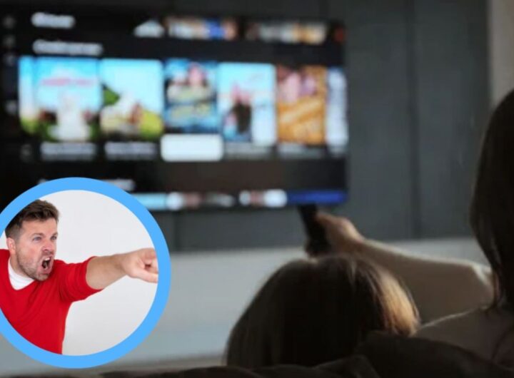 Televisione e uomo arrabbiato