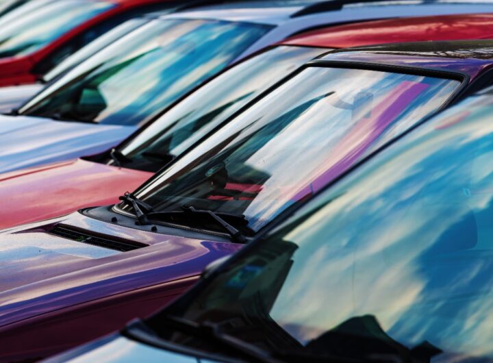 La fila di auto usate esposte e pronte per la vendita.